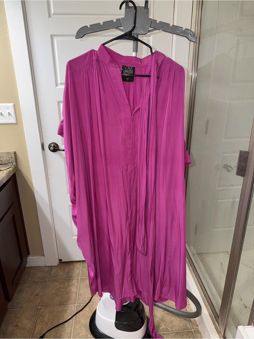 Milano Women's Magenta Midi Dress with Tie Detail